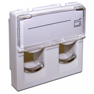 45x45 insert for 2 modules, with shutter and enlarged label field, white